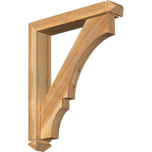 Ekena Millwork Balboa Arts and Crafts Rough Sawn Bracket w/ Offset Brace, Western Red Cedar, 4"W x 20"D x 24"H BKT0402X20X24BOA03RWR - main